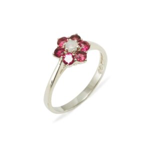 letsbuygold 925 sterling silver natural opal & pink tourmaline womens cluster band ring - size 8.75