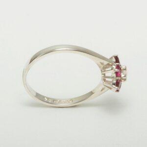 LetsBuyGold 925 Sterling Silver Natural Opal & Pink Tourmaline Womens Cluster Band Ring - Size 8.75