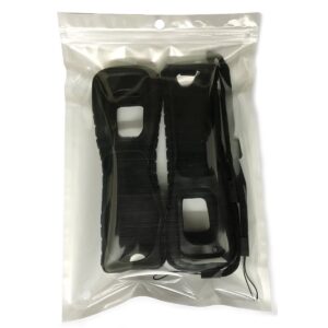 Ambertown 2 x Black Silicone Skin Case Cover with Wrist Strap for Nintendo Wii Remote