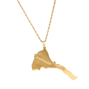 Eritrea Map Pendants Necklace Women Map of Eritrea 24K Gold Jewelry African Necklace Ethiopia (Eritrea Pendant)