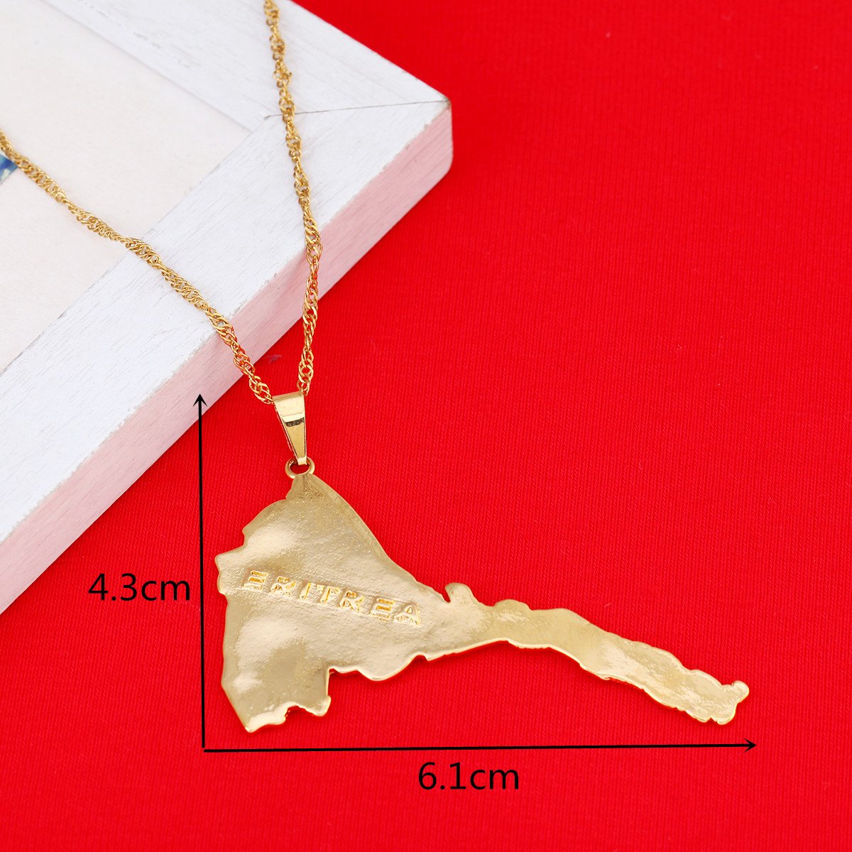 Eritrea Map Pendants Necklace Women Map of Eritrea 24K Gold Jewelry African Necklace Ethiopia (Eritrea Pendant)