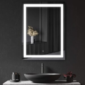 HOMCOM LED Bathroom Mirror Wall Mount Vanity Make Up Mirror with Dimmable Touch Switch Control and Defogger, Waterproof - 32" x 24"