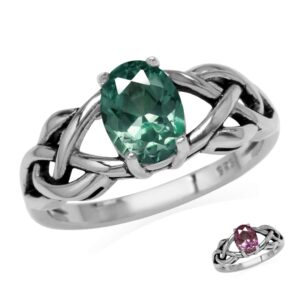 silvershake 8x6mm oval shape simulated color change alexandrite 925 sterling silver celtic knot solitaire ring size 10