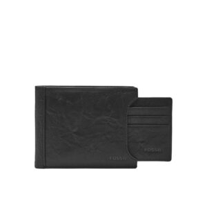 Fossil Men's Neel Leather Bifold Sliding 2-in-1 with Removable Card Case Wallet, Black, (Model: ML3888001)