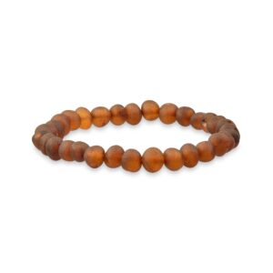 genuine amber unpolished baroque bracelet - natural amber jewelry - baltic sea amber beads hand-assembled in europe - 7.8 inches - dark cognac raw