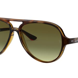 Ray-Ban RB4125 Cats 5000 Aviator Sunglasses, Light Havana/Green Gradient Brown, 59 mm + 0