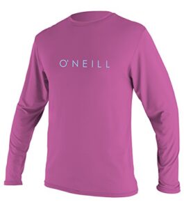 o'neill youth basic skins upf 50+ long sleeve sun shirt, fox pink, 6