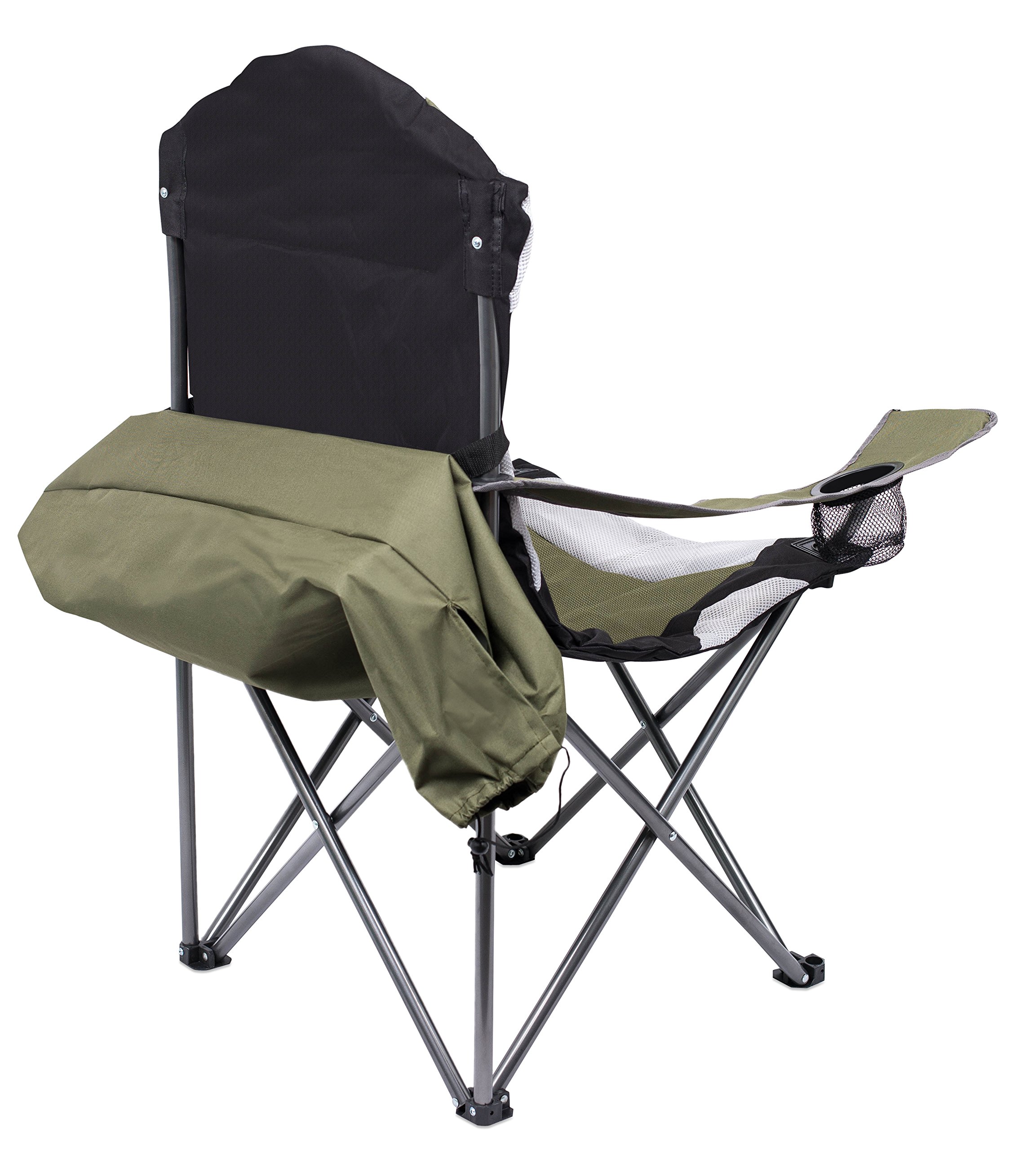 Internet's Best 2 Pack Padded Camping Folding Chair - Outdoor - Green - Sports - Cup Holder - Comfortable - Carry Bag - Beach - Quad