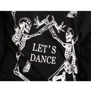 LuFeng Women's Christmas Halloween Off Shoulder Skeleton Printing Funny T-Shirt Long Sleeve Sweatshirts Pullover Tops Black