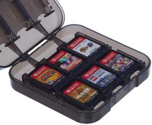 amazon basics game storage case for 24 nintendo switch games - 3.4 x 3.4 x 1 inches, black