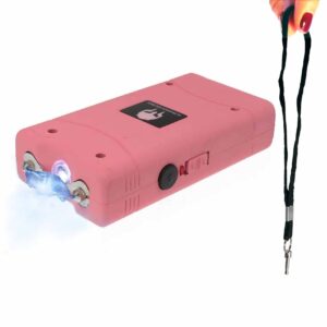 gladiator ultra powerful mini stun gun w/safety pin - rechargeable flashlight (pink)