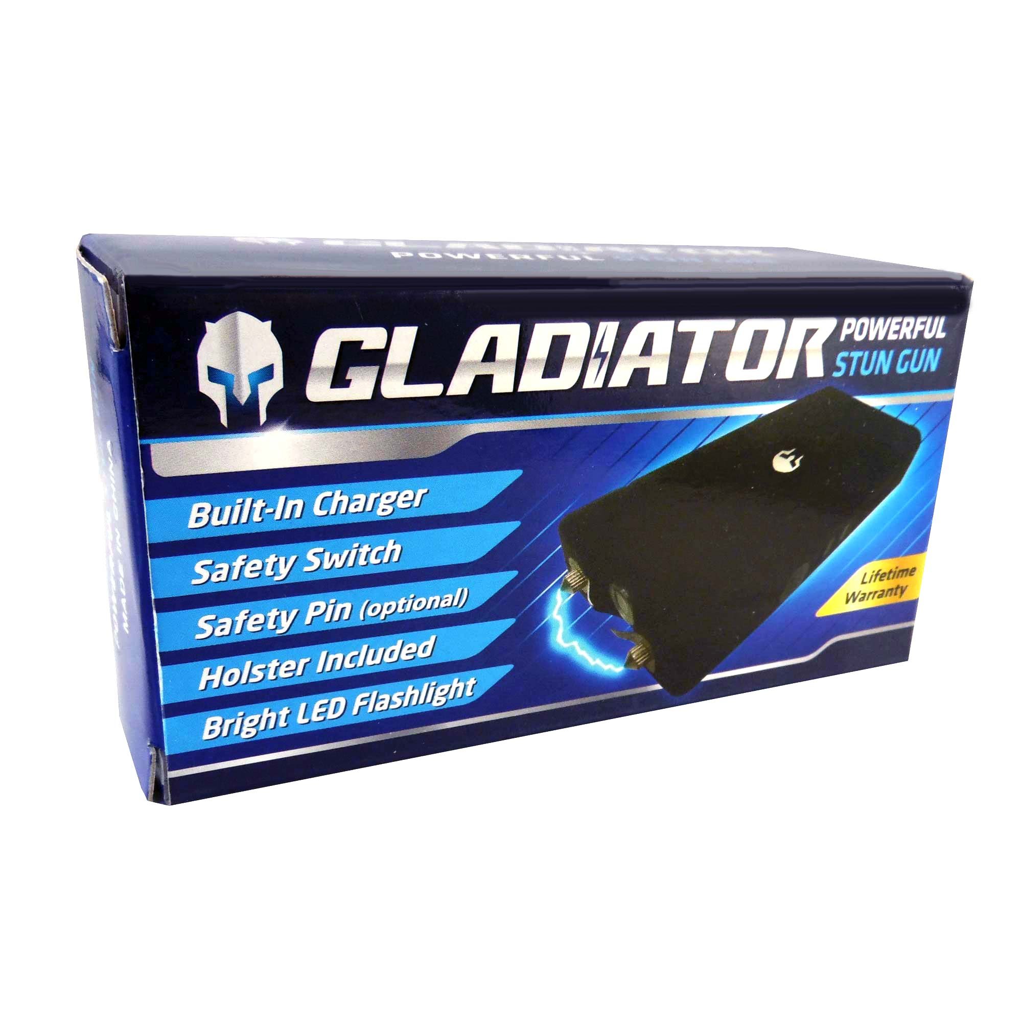 GLADIATOR Ultra Powerful Mini Stun Gun w/Safety Pin - Rechargeable Flashlight (Pink)