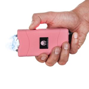 GLADIATOR Ultra Powerful Mini Stun Gun w/Safety Pin - Rechargeable Flashlight (Pink)