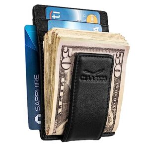 money clip leather wallet for men slim front pocket rfid blocking with super strong magnetic