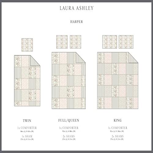 Laura Ashley - Queen Comforter Set, Reversible Cotton Bedding with Matching Shams & Bedskirt, Stylish Home Decor for All Seasons (Harper Sage, Queen)