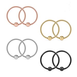 ruifan 20g 8mm nose hoop lip eyebrow tongue helix tragus cartilage septum piercing ring 8pcs - mix color