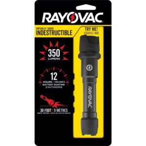 Rayovac Virtually Indescructible LED Tactical Flashlight, Bright Heavy Duty Flashlight for Camping Gear and Hiking, Water Resistant EDC Flashlight, Pack of 1, Black