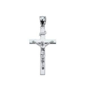 religious jewelry .925 sterling silver 1-1/4” inri crucifix cross pendant charm