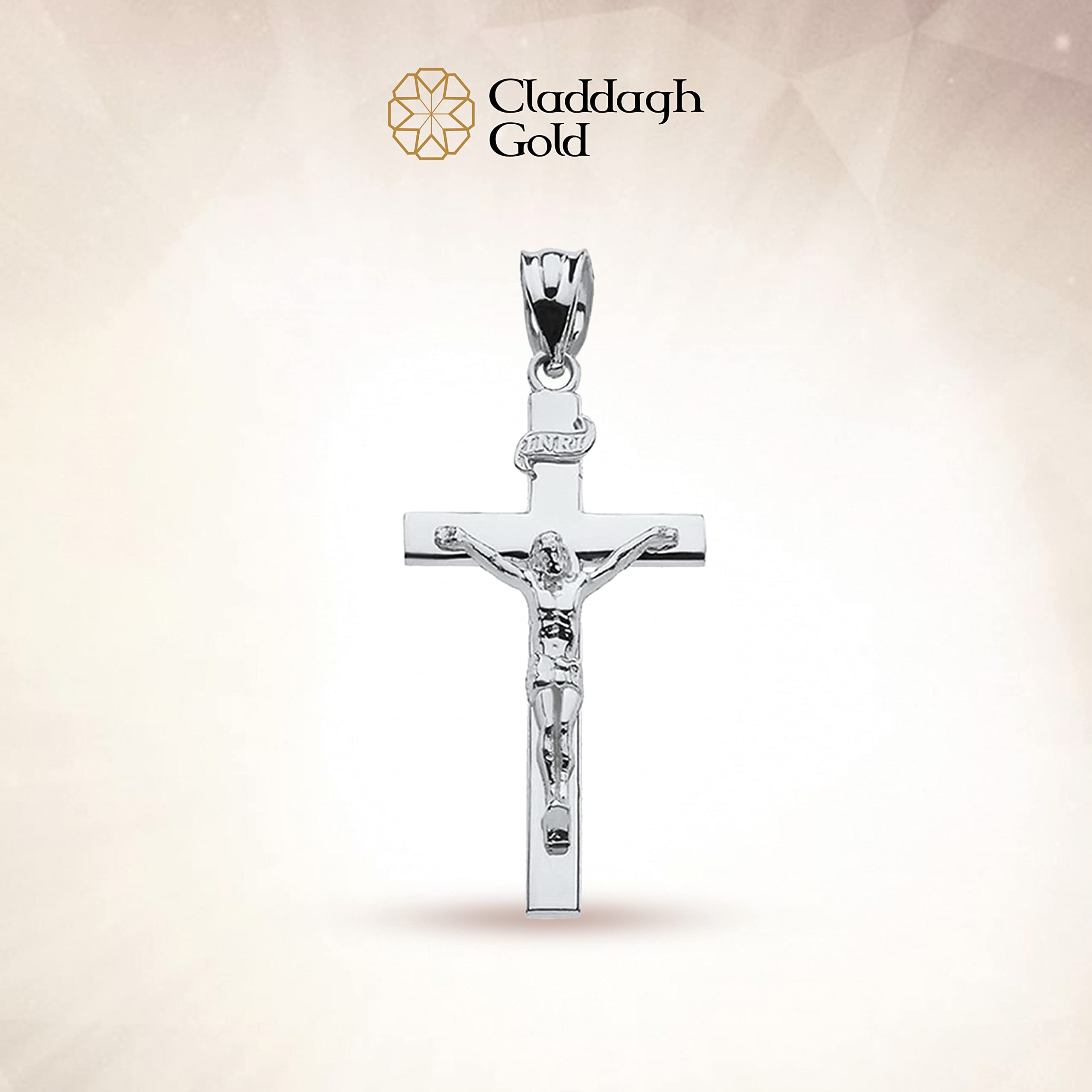 Religious Jewelry .925 Sterling Silver 1-1/4” INRI Crucifix Cross Pendant Charm