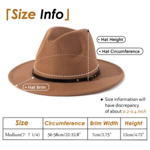 Lisianthus Women Belt Buckle Fedora Hat Dark-Camel