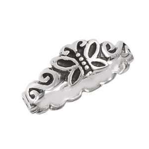 Oxidized Butterfly Infinity Swirl Ring New .925 Sterling Silver Band Size 5.5