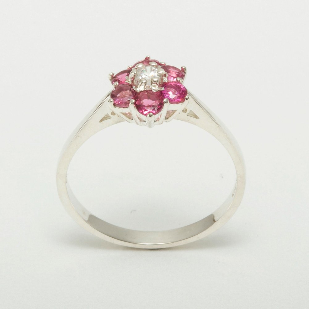 925 Sterling Silver Cubic Zirconia & Pink Tourmaline Womens Cluster Ring - Size 11.5