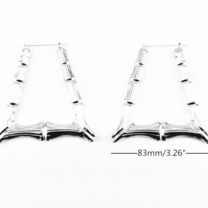 Honbay 5 Pairs Different Shape Bamboo Hoop Earrings (Silver)