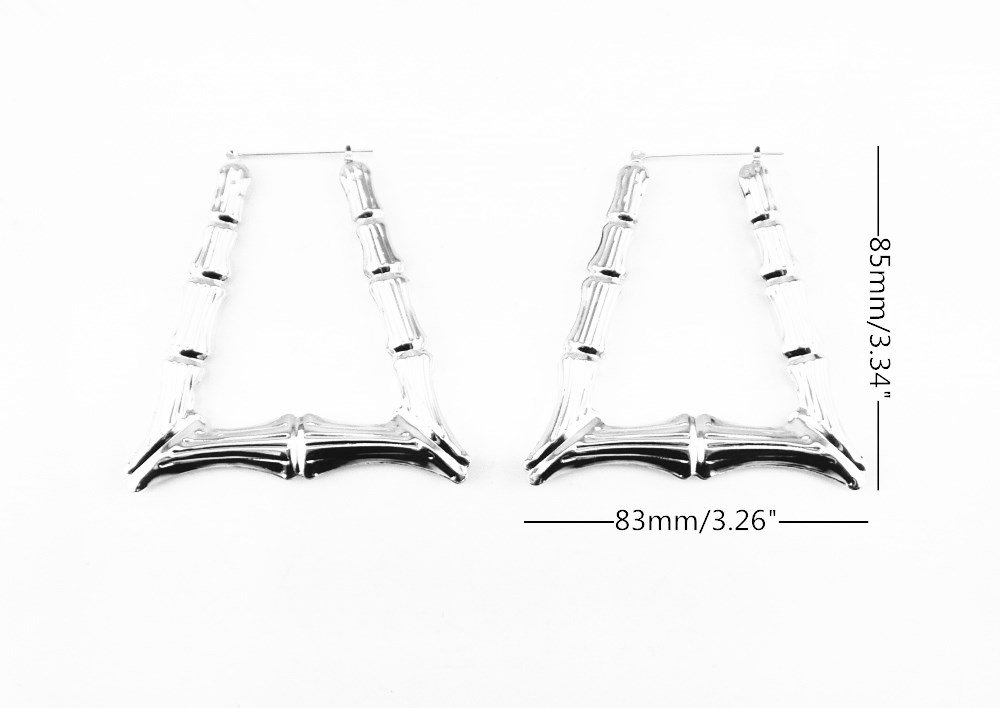 Honbay 5 Pairs Different Shape Bamboo Hoop Earrings (Silver)