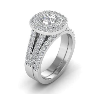 2.00ct Cushion Halo Diamond Engagement Wedding Ring Set 10K White Gold (H-I, I2-I3)