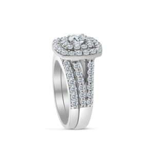 2.00ct Cushion Halo Diamond Engagement Wedding Ring Set 10K White Gold (H-I, I2-I3)