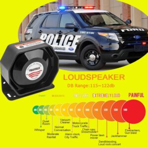 YHAAVALE 9200E Amplifier Police Siren & Metal Ultra Slime Octagon Compact Flat Speaker,DC12V 100W Multi-Tones Wired Control with Mic Loudspeaker Emergency Electronic PA System for Police Cars