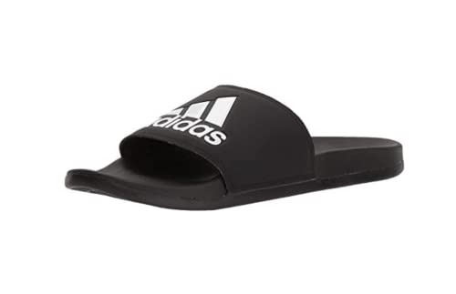 adidas Men's Adilette Comfort Slides Sandal, Black/Black/White, 10