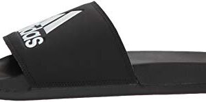 adidas Men's Adilette Comfort Slides Sandal, Black/Black/White, 10