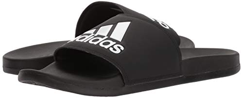 adidas Men's Adilette Comfort Slides Sandal, Black/Black/White, 10