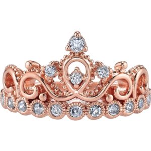 Guliette Verona Sterling Silver Princess Crown Ring (Rose Gold Plated) (9)