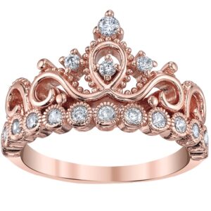 Guliette Verona Sterling Silver Princess Crown Ring (Rose Gold Plated) (9)