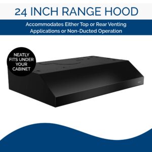 Broan-NuTone 24-inch Under-Cabinet 4-Way Convertible Range Hood with 2-Speed Exhaust Fan and Light,Black