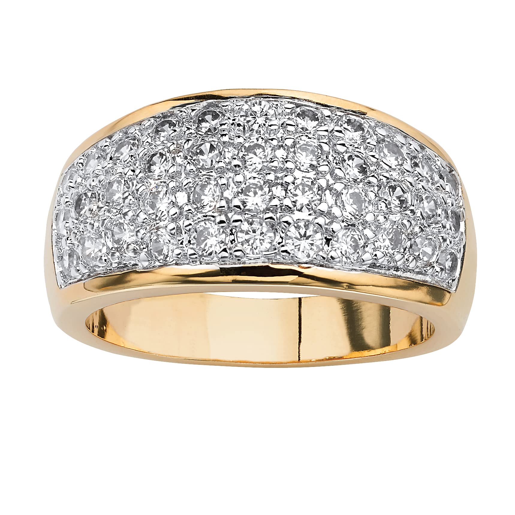 PalmBeach Yellow Gold-plated Round Cubic Zirconia Dome Pave Ring Sizes 6-10 Size 6