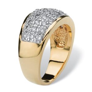 PalmBeach Yellow Gold-plated Round Cubic Zirconia Dome Pave Ring Sizes 6-10 Size 6