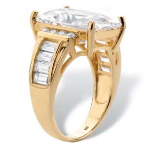 PalmBeach Yellow Gold-plated Sterling Silver Emerald Cut Cubic Zirconia Engagement Ring Sizes 6-10 Size 8