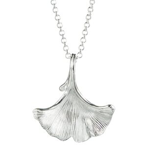 Helen de Lete 3D Ginkgo Leaf Sterling Silver Choker Necklace-silver