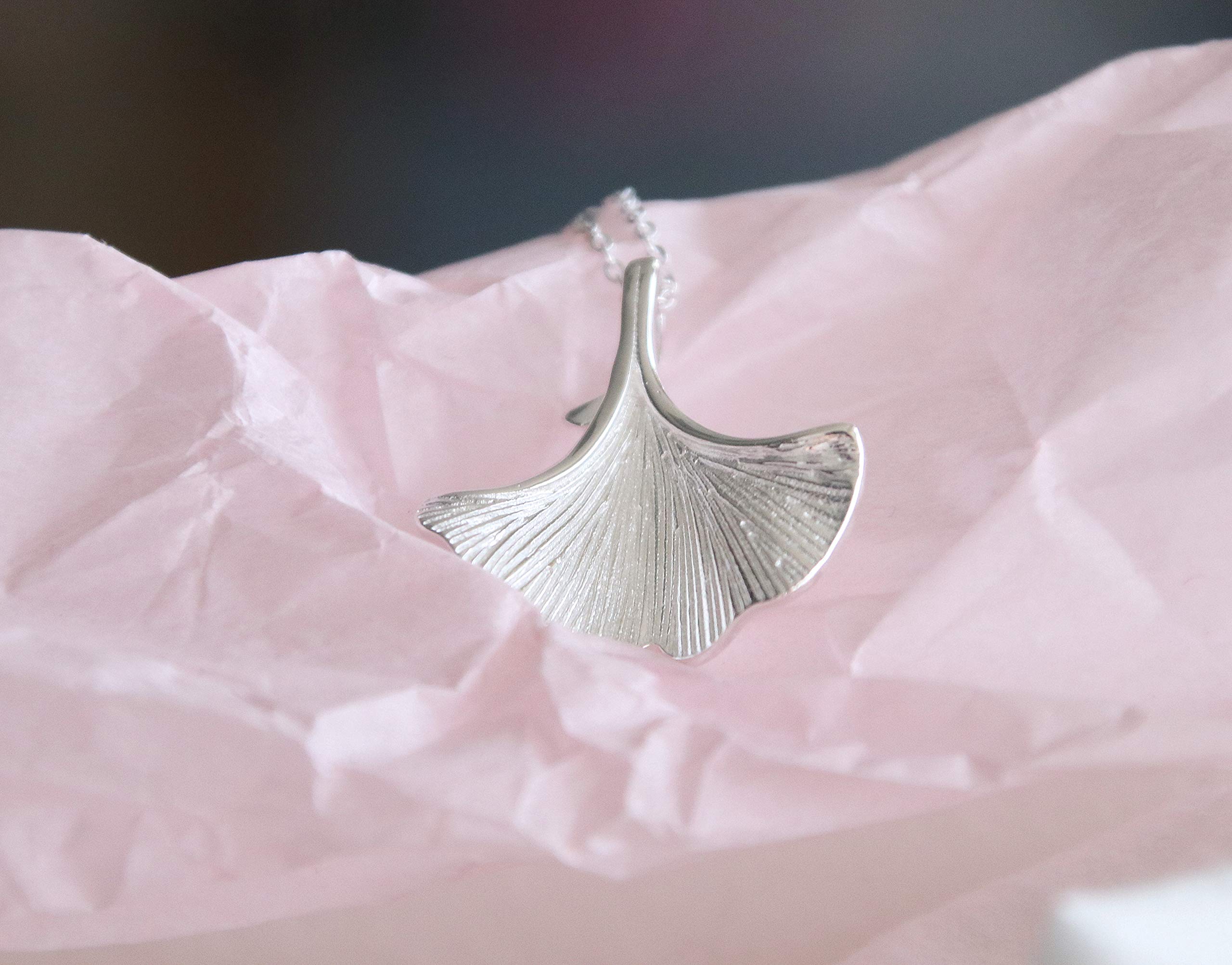 Helen de Lete 3D Ginkgo Leaf Sterling Silver Choker Necklace-silver