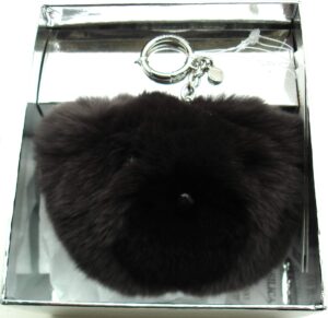 michael michael kors teddy bear pom fur key chain toy fob bag charm (cinder)