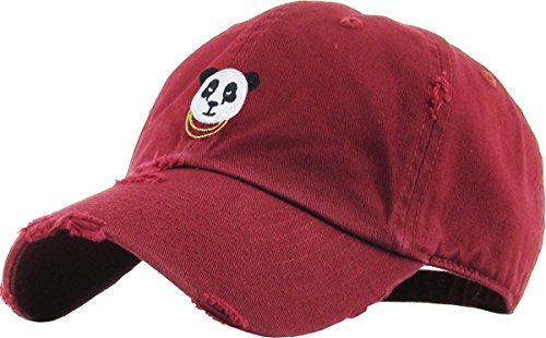 KBSV-056 BUR Panda Dad Hat Baseball Cap Polo Style Unconstructed Adjustable Vintage