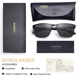 CARFIA Metal Mens Sunglasses Polarized UV400 Protection for Driving Fishing Hiking Golf Everyday Use