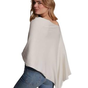 Carolina Grace by Alashan Lightweight & Super Soft Cashmere Blend Poncho- Great Gift Item! 95% Cotton/5% Cashmere Blend - One Size Fit - White