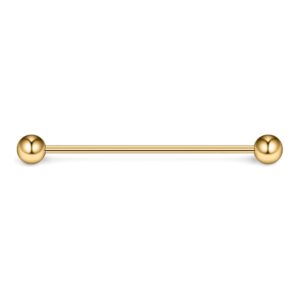 Ruifan 1PC 16 Gauge Industrial Barbell Cartilage Earring Body Piercing Jewelry 1 3/8 Inch(35mm) - Gold