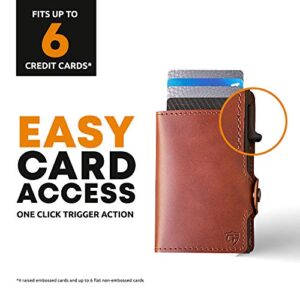 Conceal Plus Wallet for Men, Pop Up Wallet Credit Card Holder - RFID Blocking, Slim Minimalist Credit Card Case (Brown Genuine Leather)