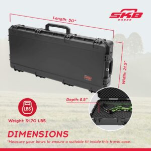 SKB Cases iSeries Single or Double Hunting Bow Equipment Case with Hard Durable Plastic Exterior, Wheels, and Grip Handles, Black