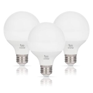 simba lighting led vanity globe g25 (g80) light bulb for bathroom, makeup mirror | decorative white frosted cover, 8w, 60w equivalent, 120v, standard e26 medium base, daylight 5000k, pack of 3